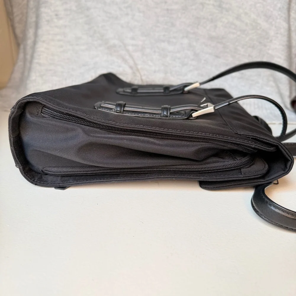 Francesco Biasia BIA63 Evolution Black Nylon Leather Briefcase Laptop Bag NWT